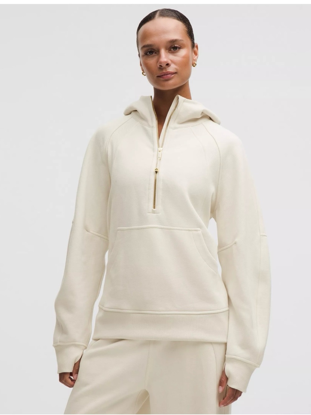 lululemon athletica Cream Half-Zip Hooded Pullover